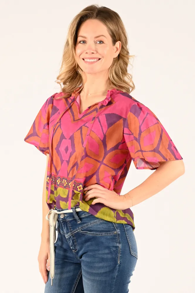 GEISHA BLOUSE KORTE MOUW CYCLAAM  