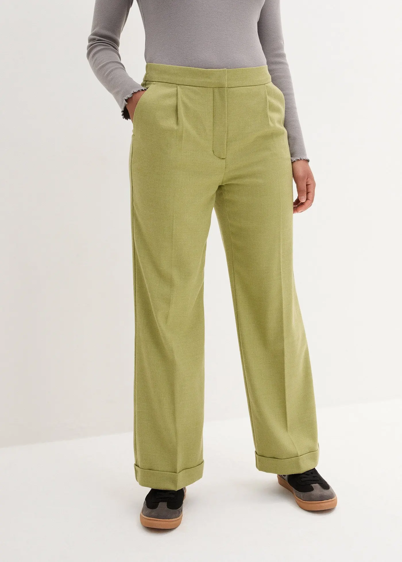 7/8 broek in wollen look met comfortband   