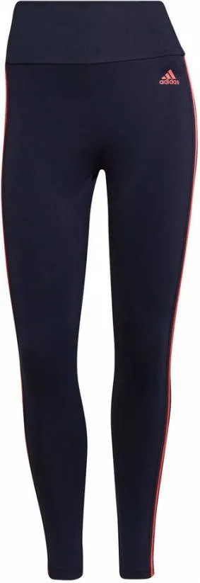 Adidas designed to move high rise 3 stripes 7/8 sporttight blauw/roze dames