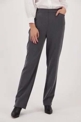 Claude Arielle Grijze wijde broek met elastische tailleband