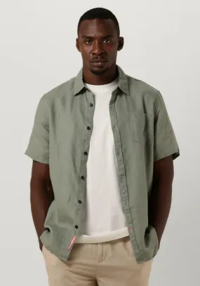 donkergroene scotch & soda casual overhemd short sleeve linen shirt