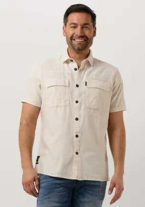 gebroken wit pme legend casual overhemd short sleeve shirt ctn slub