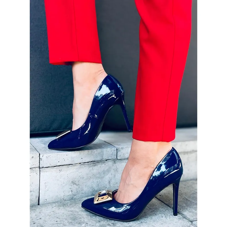 Gelakt hoge hakken Margaret Blue marineblauw