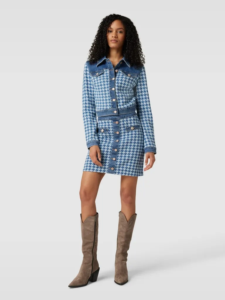 GUESS MINIROK MET PIEDDEPOULEMOTIEF IN JEANSBLAUW