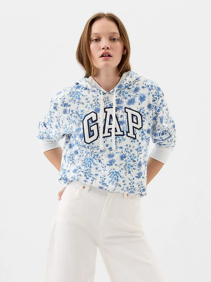 Hoodie blauw/wit