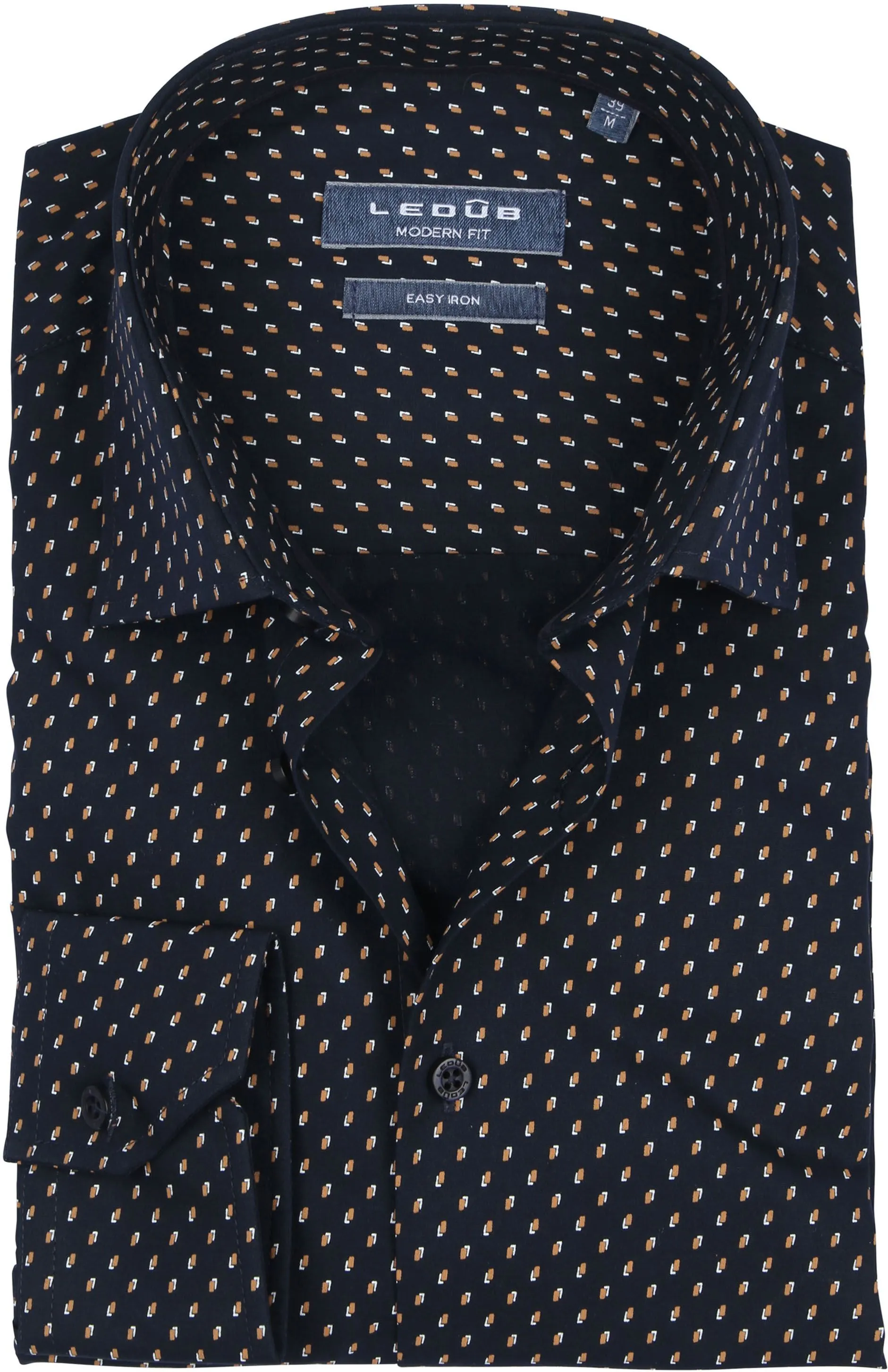Ledub  Overhemd Print Donkerblauw