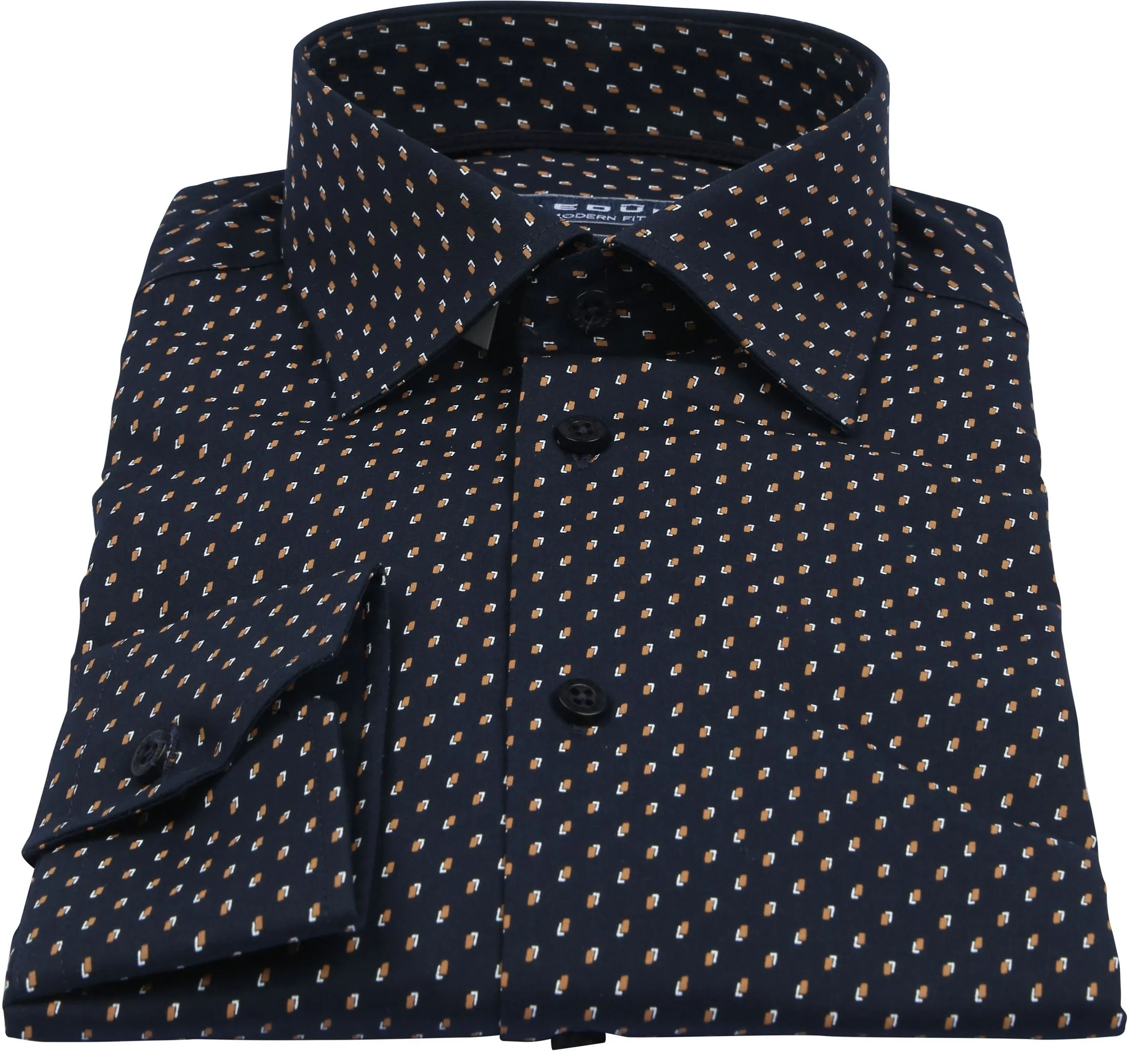 Ledub  Overhemd Print Donkerblauw