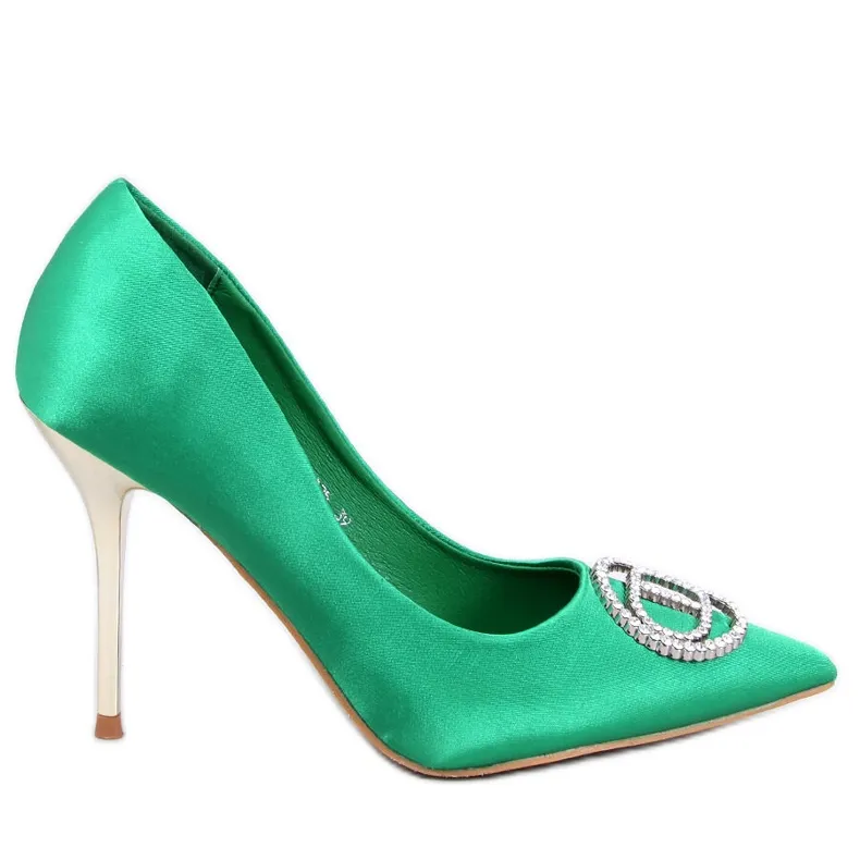 Malconi Groene hoge hakken met kristallen decoratie groente