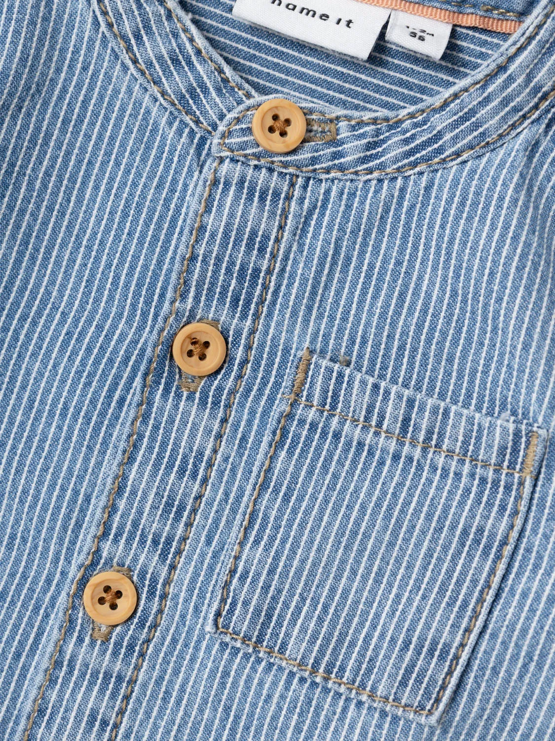 Name it BABY gestreept denim overhemd NBMLEO blauw wit Streep 68