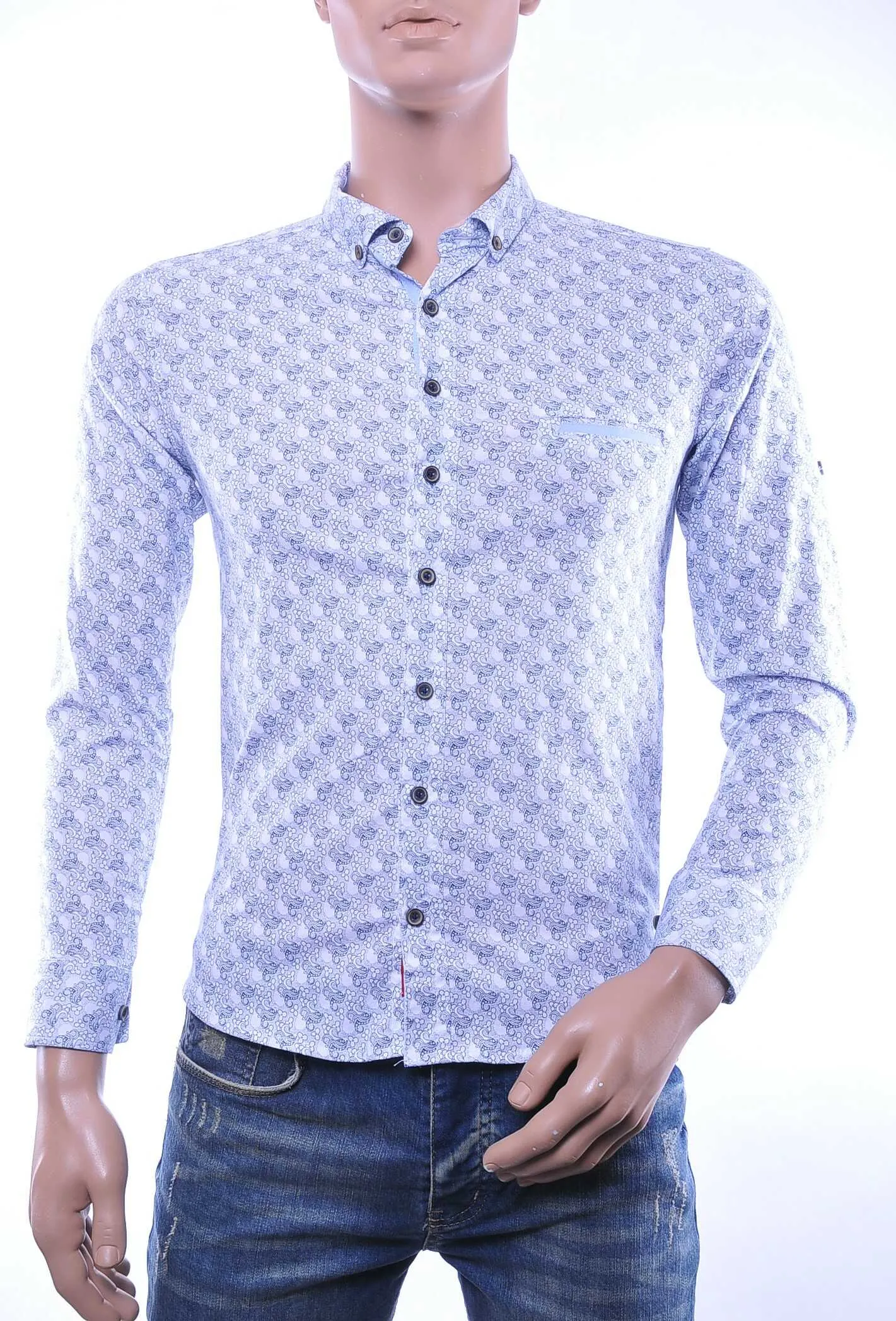 Normani allover paisley dessin buttondown  overhemd Navy
