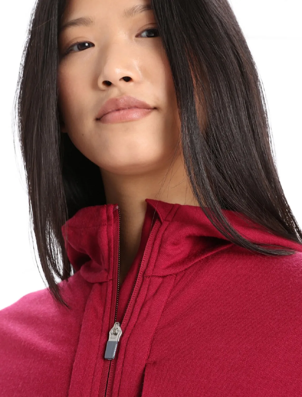 Ondershirt Icebreaker Women Quantum III LS Zip Cherry