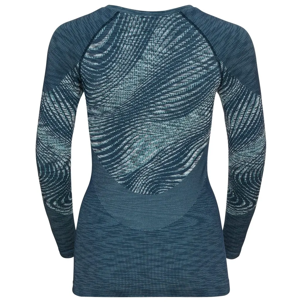 Ondershirt Odlo Women BL Top Crew Neck LS Blackcomb Eco Blue Wing Teal Space Dye