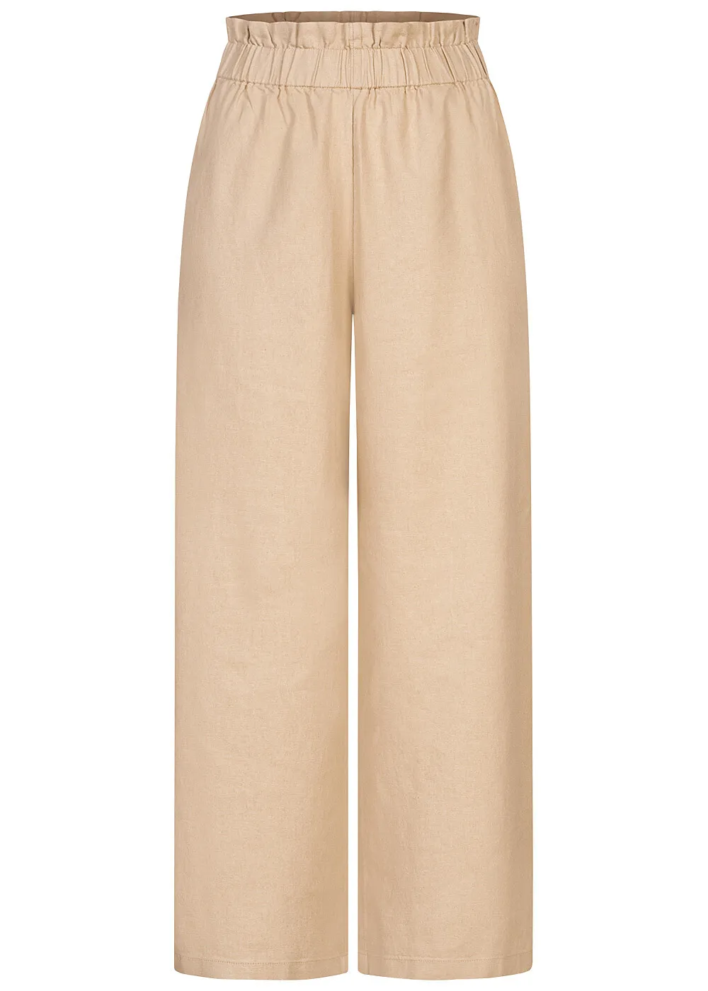 ONLY Dames Hoge Taille Broek met wijde pijpen bruin