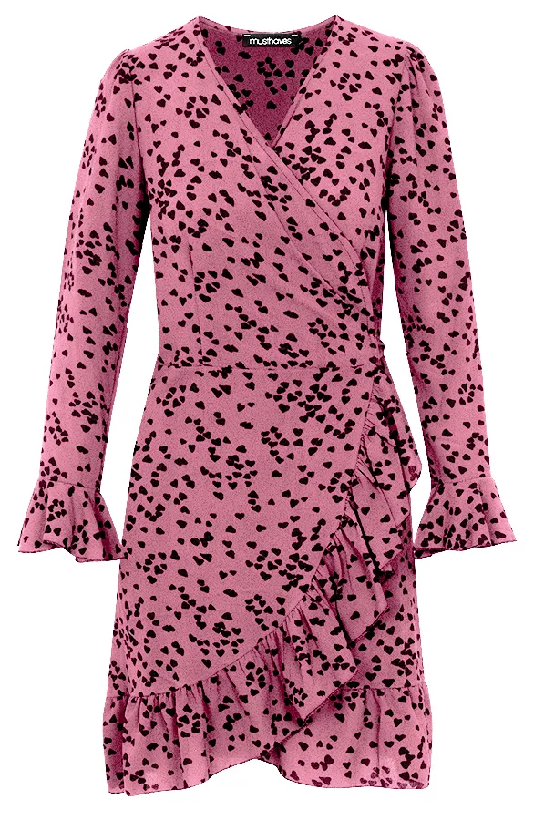 Overslag Jurk Hartjes Oud Roze