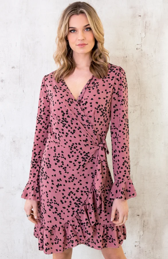 Overslag Jurk Hartjes Oud Roze