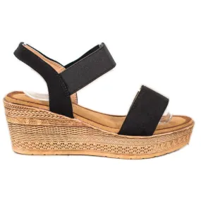 Queentina Licht suède sandalen zwart