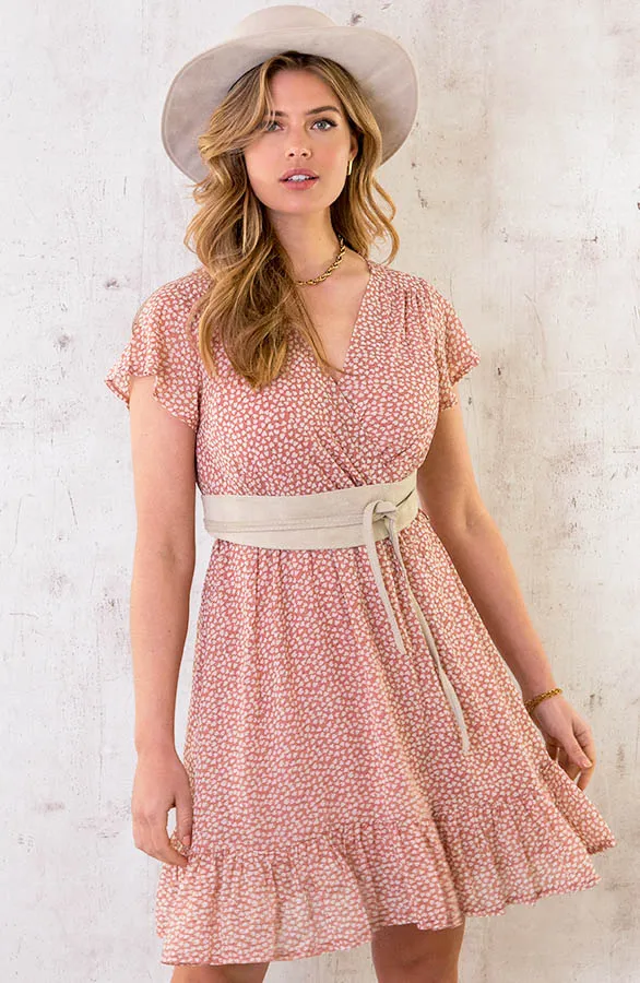 Ruffle Jurk hartjes roze