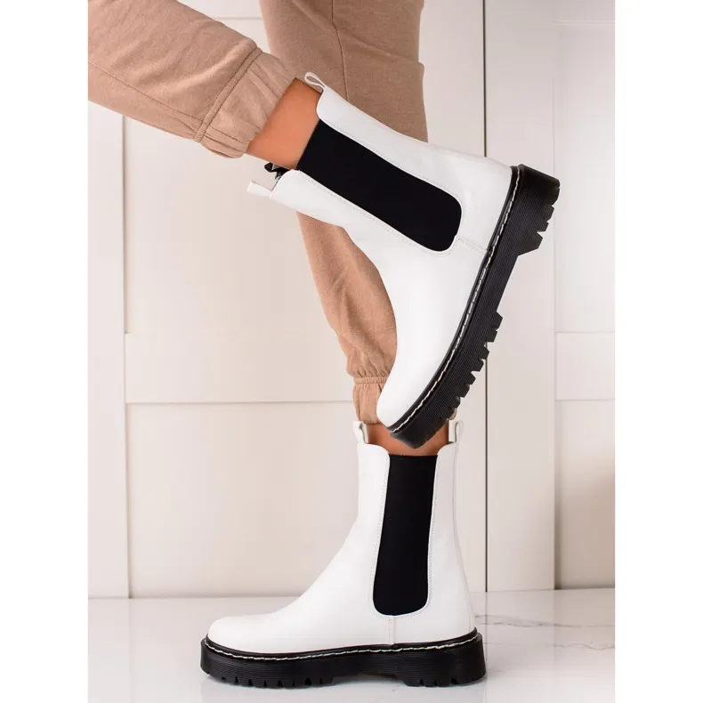 S. BARSKI Hoge Chelsea Boots op het S.BARSKI Platform wit