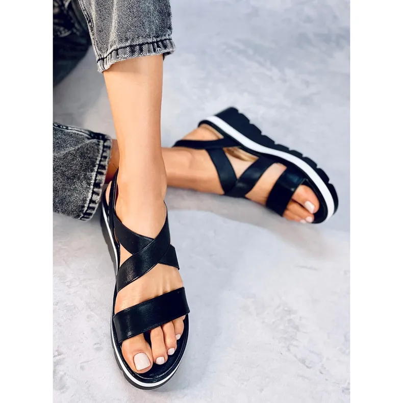 Sethi zwarte sandalen met sleehak