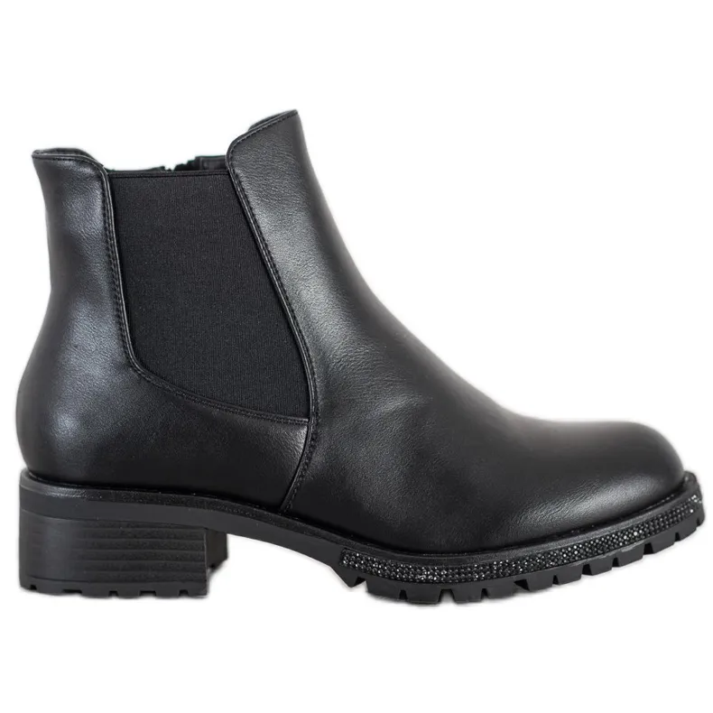SHELOVET Chelsea boots met kristallen zwart