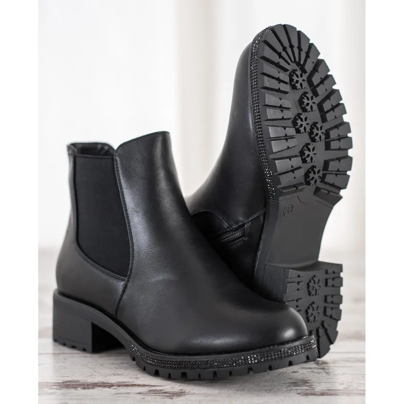 SHELOVET Chelsea boots met kristallen zwart