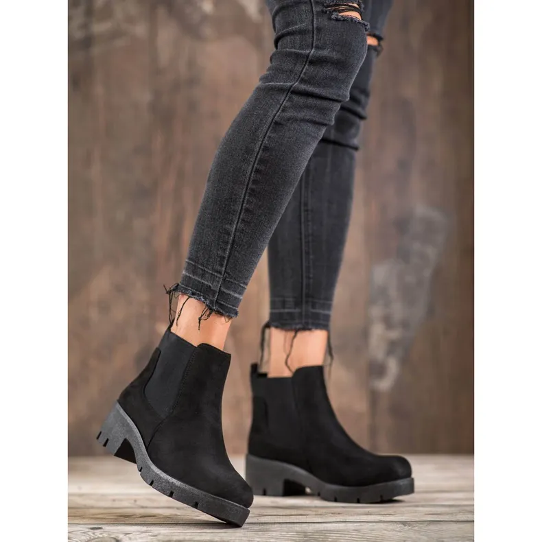 SHELOVET Zwarte Chelsea Boots Op Het Platform