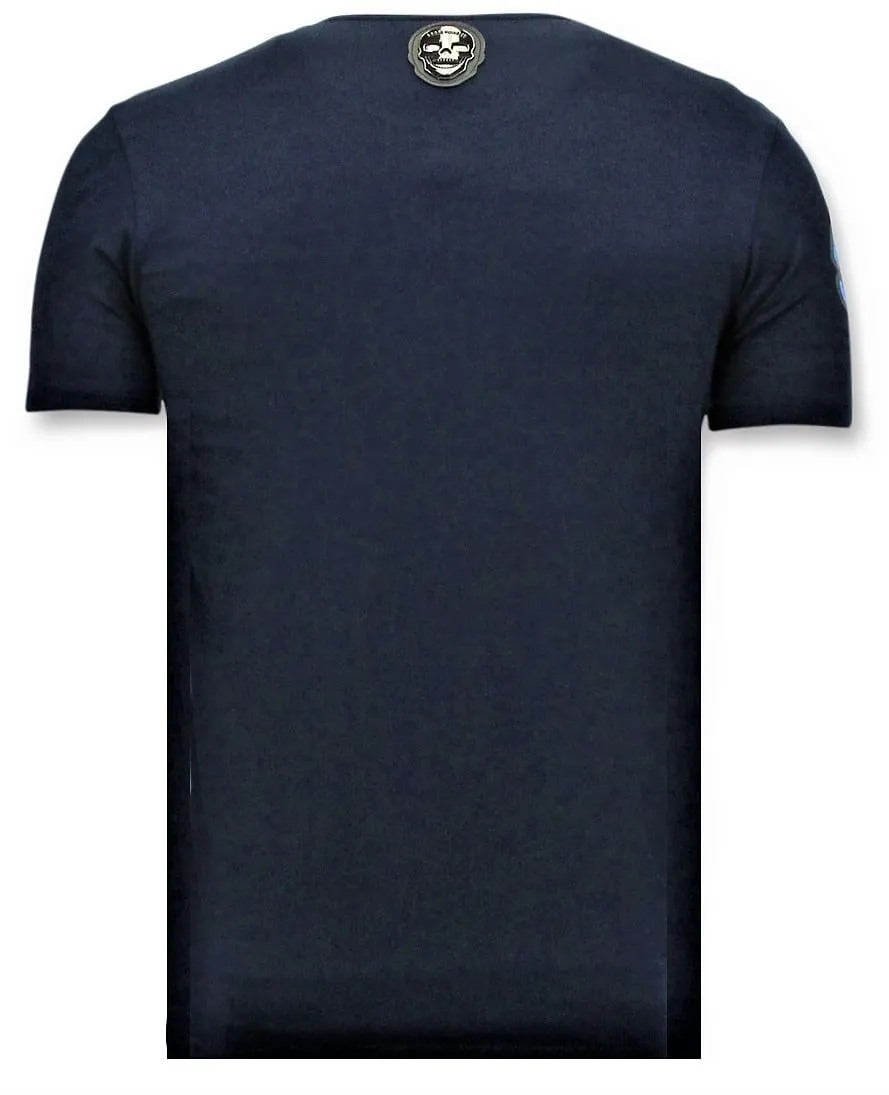 STOERE TSHIRT MANNEN  TRANSFORMERS PRINT  BLAUW