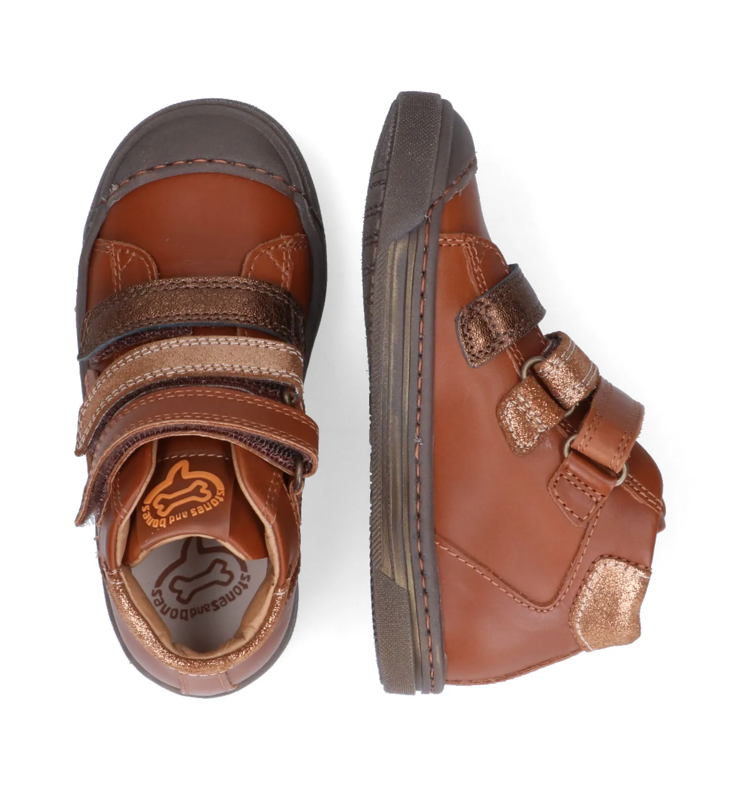 STONES and BONES Hoge schoenen cognac