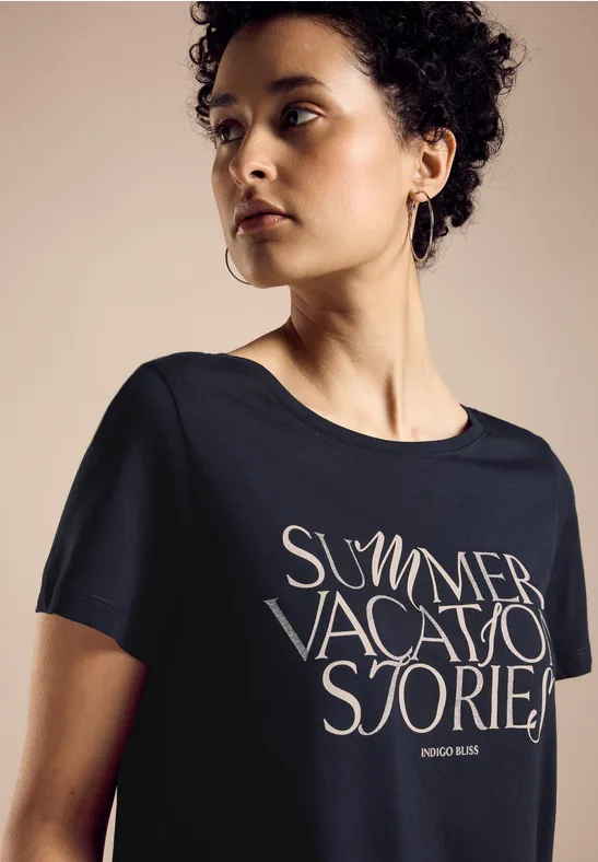 Street One T-shirt met wording