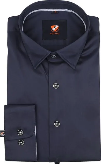 Suitable  Twill Overhemd Donkerblauw