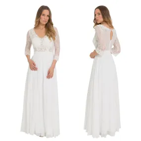 Trouwjurk wit-ivoor lange mouwen chiffon