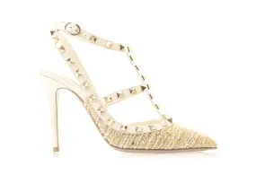Valentino Garavani Rockstud Tweed Pump With Straps