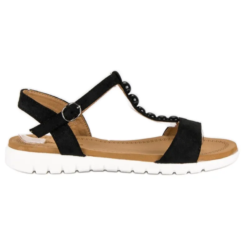 Via Giulia  Zwarte platte sandalen