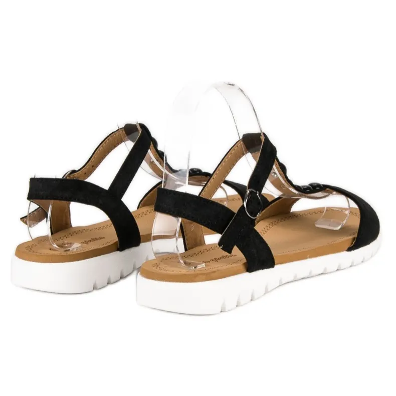 Via Giulia  Zwarte platte sandalen