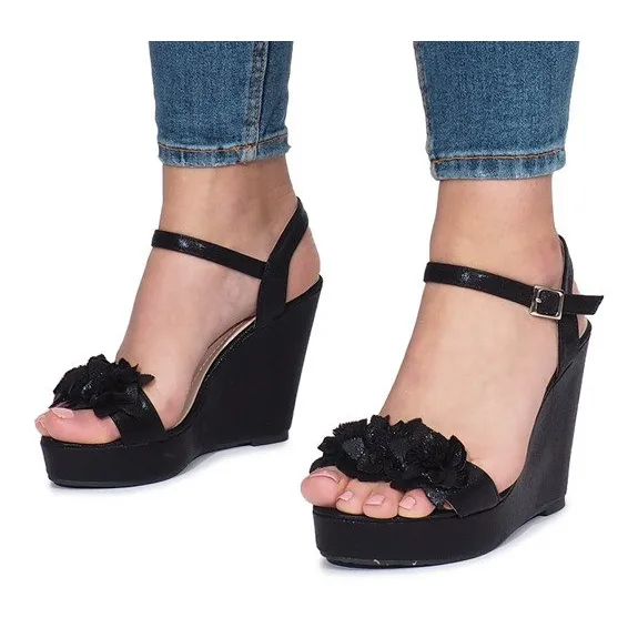 Zwarte Allane sandalen met sleehak