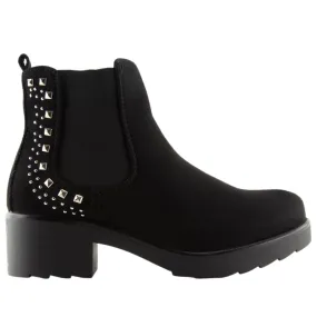 Zwarte Chelsea boots met studs Z175 Zwart