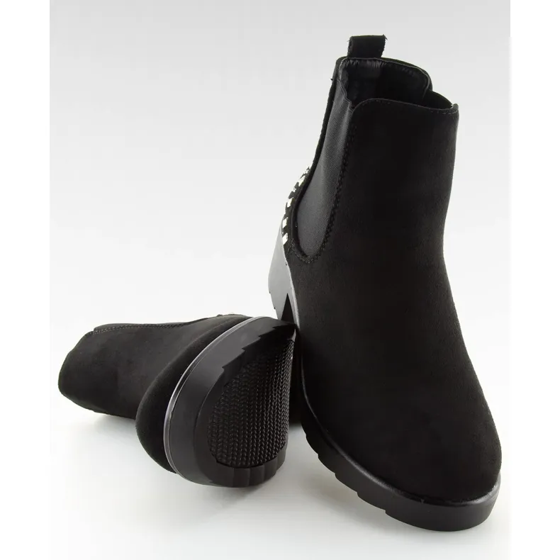 Zwarte Chelsea boots met studs Z175 Zwart