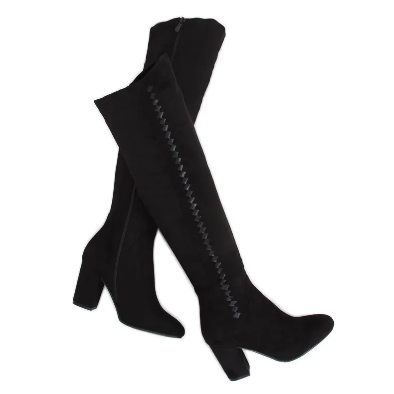ZWARTE LAARZEN MET HOGE HAKKEN 7539GG BLACK